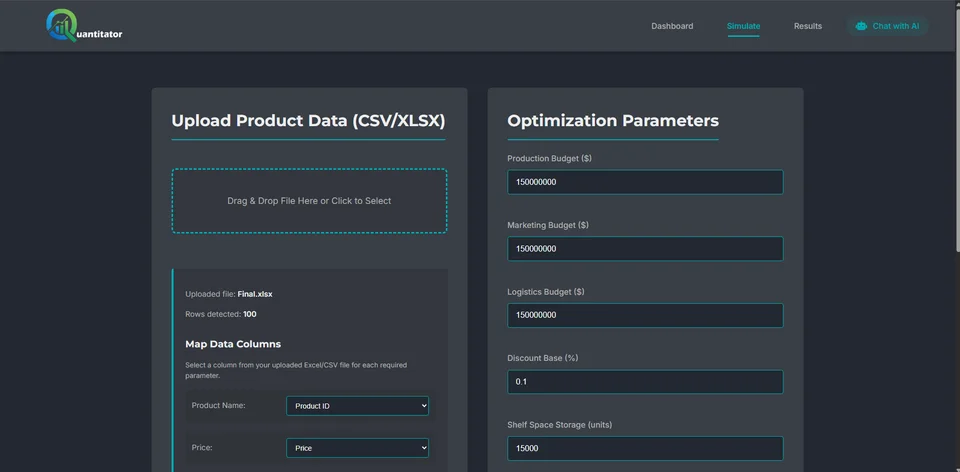 Quantitator interface
